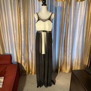 Black White Short dress with 4 long sheer panels